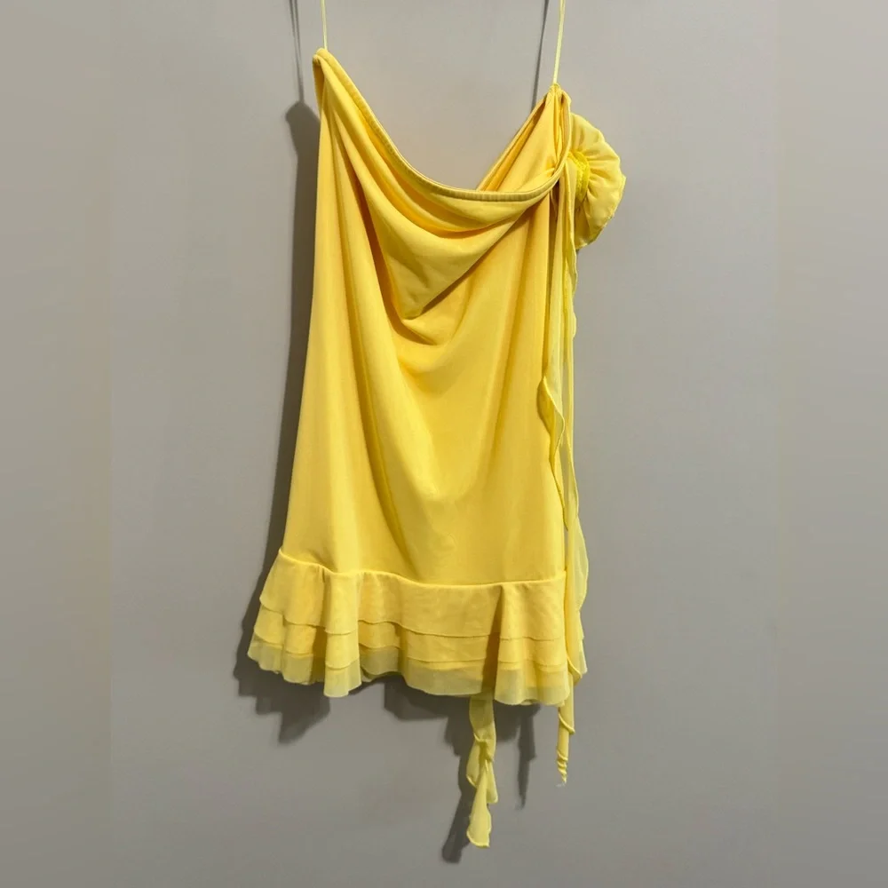 THALIA FLOWER PIN RUFFLE MINI DRESS - Picture 2 of 5